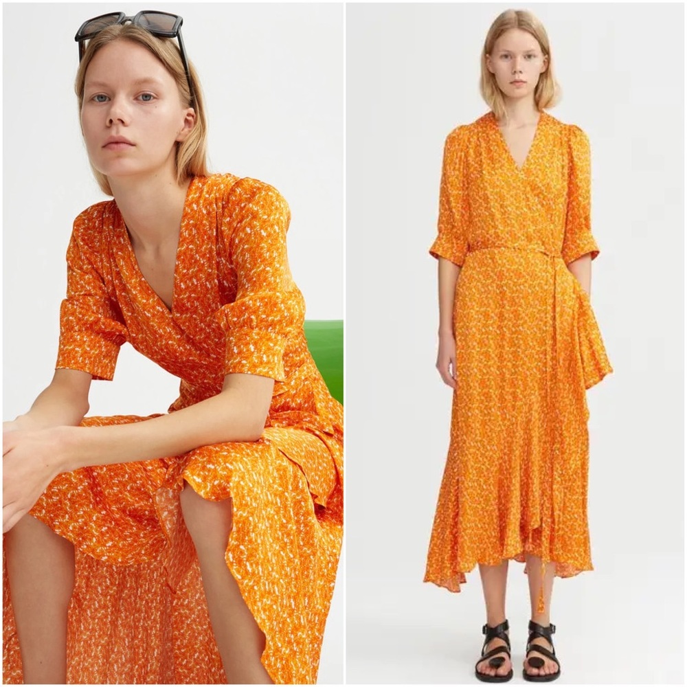 RODEBJER Kweller Satin Wrap Midi Dress